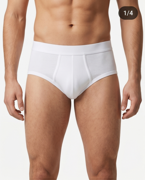 Herren klassischer weißer Doppelripp Slip, 3er Pack