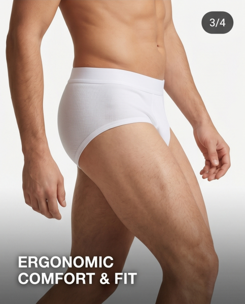 Herren klassischer weißer Doppelripp Slip, 3er Pack